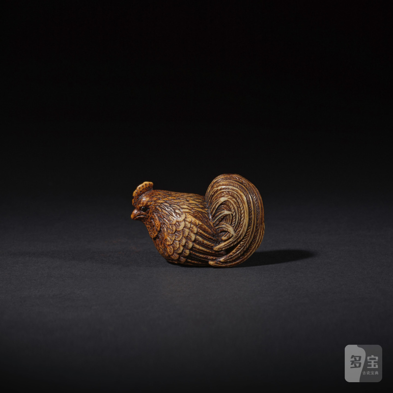 鹿角彫根付 雄鶏 無銘 19世紀 | NETSUKE EN BOIS DE CERF REPRÉSENTANT UN COQ - 图4